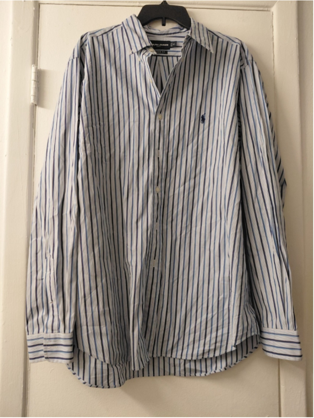Ralph Lauren Golf Men’s Dress Shirt, Blue White Stripes, Size XL Classic Trendy